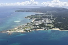 Bờ biển Henoko thuộc quần đảo cực Nam Okinawa, khu vực nằm trong kế hoạch tái bố trí căn cứ không quân Mỹ tháng 6/2016. (Nguồn: Kyodo/TTXVN)