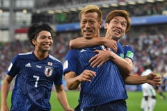 Cầu thủ Keisuke Honda của Nhật Bản mừng bàn thắng trong trận đấu với Senegal ở bảng H World Cup 2018 diễn ra ở Yekaterinburg, Nga ngày 24/6. (Nguồn: THX/TTXVN)