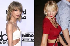 Hai hình ảnh này đặt cạnh nhau làm dấy lên nghi vấn Taylor Swift nâng ngực. (Nguồn: dailymail.co.uk)