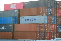 Hàng hóa Trung Quốc tại cảng Long Beach, Los Angeles, Mỹ tháng 8/2018. (Nguồn: THX/TTXVN) 
