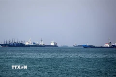 Tàu chở dầu hướng về eo biển Hormuz. (Ảnh: AFP/TTXVN)