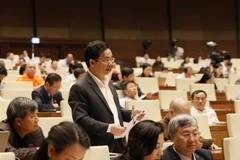 Đại biểu Quốc hội Thành phố Hà Nội Hoàng Văn Cường phát biểu. (Ảnh: Phương Hoa/TTXVN) 