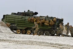 Binh sỹ Mỹ tham gia cuộc tập trận chung tại khu vực Biển Đen. (Nguồn: EPA/TTXVN)