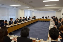 Toàn cảnh buổi tọa đàm với lãnh đạo các doanh nghiệp thuộc Phòng Thương mại và Công nghiệp Nhật Bản. (Ảnh: Thành Hữu/Vietnam+)