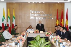 Tổng Bí thư Nguyễn Phú Trọng phát biểu tại Mytel. (Ảnh: Trí Dũng/TTXVN)