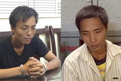 Hai đối tượng Nguyễn Kim Chánh và Phạm Văn Hiệp tại cơ quan điều tra. (Nguồn: TTXVN)