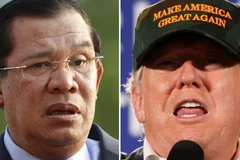 Ông Hun Sen (trái) cho rằng ông Trump (phải) làm Tổng thống Mỹ sẽ dẫn tới một thế giới tốt đẹp hơn. (Nguồn: scmp.com)