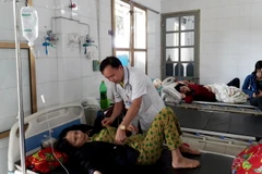 Các nạn nhân được chăm sóc, điều trị tại Trung tâm Y tế huyện Văn Yên, sáng 19/11. (Ảnh: Đức Tưởng/TTXVN)