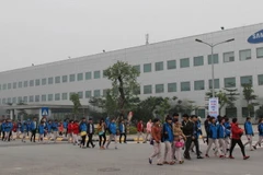 Lực lượng lao động trẻ tại Tổ hợp công nghệ cao Samsung tại Khu công nghiệp Yên Bình, tỉnh Thái Nguyên. (Ảnh: Hoàng Nguyên/TTXVN)