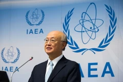 Tổng Giám đốc IAEA Yukiya Amano tại một cuộc họp báo ở trụ sở IAEA, Vienna, Áo ngày 25/8. (Nguồn: THX/TTXVN)