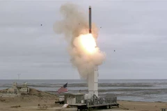 Vụ thử tên lửa hành trình phóng từ mặt đất tại đảo San Nicolas, bang California (Mỹ) ngày 18/8/2019. (Nguồn: AFP/TTXV)N 