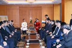 Chủ tịch Quốc hội Nguyễn Kim Thị Ngân tiếp các đại biểu dòng họ Lý đang sinh sống tại Hàn Quốc. (Ảnh: Trọng Đức/TTXVN) 