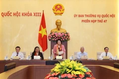 Chủ tịch Quốc hội Nguyễn Thị Kim Ngân chủ trì và phát biểu khai mạc Phiên họp lần thứ 47 của Ủy ban Thường vụ Quốc hội khóa XIII. (Ảnh: Trọng Đức/TTXVN)