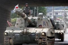 Binh sỹ Hàn Quốc tham gia cuộc tập trận tại Paju, Hàn Quốc. (Nguồn: EPA-EFE/TTXVN) 