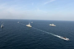 Tàu chiến của hải quân Hàn Quốc tham gia cuộc tập trận ngày 14/11/2016. (Nguồn: Yonhap/TTXVN)