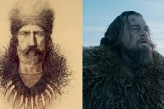Tranh vẽ thế kỷ 19 về Hugh Glass (trái) và tạo hình của Leonardo DiCaprio trong phim (phải). (Nguồn: telegraph)