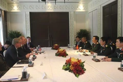 Toàn cảnh cuộc gặp giữa Bộ trưởng Quốc phòng Việt Nam Đại tướng Ngô Xuân Lịch và Quyền Bộ trưởng Quốc phòng Hoa Kỳ Patrick Shanahan. (Ảnh: Xuân Vịnh/TTXVN)