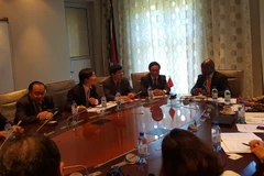 Đoàn Ủy ban Đối ngoại Quốc hội làm việc với các nghị sỹ Nam Phi. (Ảnh: Mạnh Hùng-Dư Hưng/Vietnam+) 