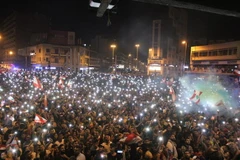 Biểu tình phản đối kinh tế suy giảm tại Liban ngày 20/10/2019. (Nguồn: THX/TTXVN) 