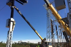 Thi công trạm 500kV Pleiku. (Ảnh: Mai Phương/Vietnam+)
