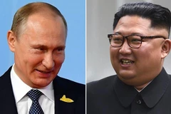 Tổng thống NgaVladimir Putin và nhà lãnh đạo Triều Tiên Kim Jong-un. (Nguồn: Sky News) 