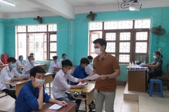 Thí sinh dự thi tốt nghiệp trung học phổ thông đợt 2 năm 2021 tại Bắc Giang. (Ảnh: Sở GD&ĐT Bắc Giang)