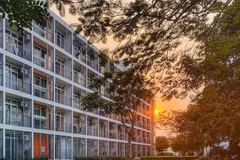 Khu ký túc xá Hòa Lạc của Đại học FPT được trưng dụng làm khu cách ly. (Ảnh: V.Anh)