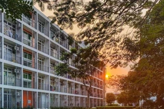 Khu ký túc xá Hòa Lạc của Đại học FPT được trưng dụng làm khu cách ly. (Ảnh: V.Anh)