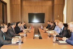 Phó Chủ tịch Thường trực Quốc hội Tòng Thị Phóng gặp đoàn đại biểu Liên bang Nga do Phó Chủ tịch Thường trực Duma Quốc gia Nga (Hạ viện) bà Olga Timofeeva dẫn đầu. (Ảnh: Dương Trí/TTXVN)