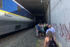 Hàng trăm hành khách phải chờ đợi trong thời tiết nắng nóng. (Nguồn: news.sky.com)