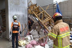 Hiện trường vu sập thang máy. (Nguồn: Yonhap)