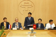 Chủ tịch Ủy ban Nhân dân thành phố Hà Nội Nguyễn Đức Chung cho biết, Hà Nội mong muốn hợp tác trong lĩnh vực quy hoạch đô thị, xây dựng thành phố thông minh. (Ảnh: Lâm Khánh/TTXVN)