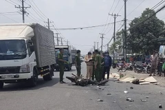 Hiện trường vụ tai nạn khiến đôi vợ chồng tử vong. (Nguồn: TTXVN phát)