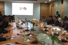 Tọa đàm giữa đoàn Việt Nam và Ấn Độ trong khuôn khổ Hội chợ. (Ảnh: Huy Lê/Vietnam+)