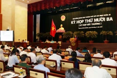 Quang cảnh kỳ họp lần thứ 13 (kỳ họp bất thường) Hội đồng Nhân dân Thành phố Hồ Chí Minh khoá IX, nhiệm kỳ 2016 - 2021. (Ảnh: Thanh Vũ/TTXVN)