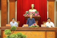 Thường trực Ban Bí thư Trần Quốc Vượng phát biểu tại buổi làm việc với Tỉnh ủy Tiền Giang. (Ảnh: Minh Trí/TTXVN)