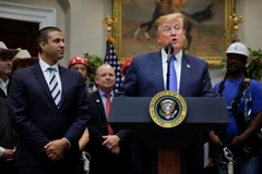Tổng thống Mỹ Donald Trump công bố một số sáng kiến ​​nhằm thúc đẩy mạng 5G ở Mỹ. (Nguồn: Reuters)
