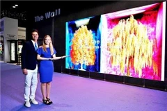 Bức tường tivi The Wall Luxury được Samsung giới thiệu ở Florida, ngày 13/6. (Nguồn: Yonhap)