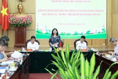 Phó Bí thư Thường trực Thành ủy Nguyễn Thị Tuyến phát biểu kết luận cuộc kiểm tra. (Nguồn: Cổng thông tin điện tử Chính phủ)