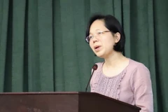 Bà Đàm Thị Vân Thoa, Trưởng ban Chính sách-Luật pháp của Trung ương Hội Liên hiệp Phụ nữ Việt Nam phát biểu. (Ảnh: Thanh Vũ/TTXVN)