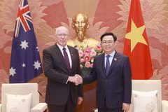 Chủ tịch Quốc hội Vương Đình Huệ hội kiến Toàn quyền Australia David Hurley. (Ảnh: Doãn Tấn/TTXVN)