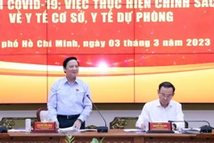 Ông Nguyễn Khắc Định, Phó Chủ tịch Quốc hội làm Trưởng đoàn giám sát chuyên đề của Quốc hội làm việc tại UBND Thành phố Hồ Chí Minh. (Ảnh: Xuân Khu/TTXVN)