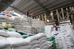 Kho gạo xuất khẩu đi Philippines và Trung Quốc. (Ảnh: Hồng Đạt/TTXVN)
