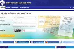 Giao diện trang web chính thức để tra cứu thông tin giấy phép lái xe. (Ảnh chụp màn hình)