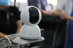 Cận cảnh robot BK-AntiCovid do trường Đại học Bách khoa-Đại học Đà Nẵng chế tạo. (Ảnh: Văn Dũng/TTXVN)