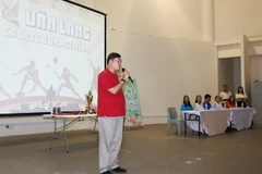 Đại sứ Mai Phước Dũng phát biểu tại Lễ khai mạc Đại hội thể thao Văn Lang Sports Competition 2023 ngày 12/2. (Ảnh: Lê Dương/TTXVN)