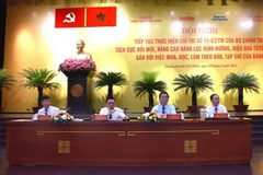 Ông Lê Quốc Minh, Ủy viên Trung ương Đảng, Phó Trưởng Ban Tuyên giáo Trung ương, Tổng Biên tập Báo Nhân dân phát biểu tại hội nghị. (Ảnh: Thu Hoài/TTXVN)