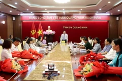 Ông Nguyễn Xuân Ký, Bí thư Tỉnh ủy, Chủ tịch HĐND tỉnh, Chủ tịch Hội đồng thi tuyển phát biểu tại cuộc thi. (Nguồn: Báo Quảng Ninh)