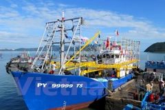 Tàu cá của ngư dân chuẩn bị ra khơi. (Ảnh: Thế Lập/Vietnam+)