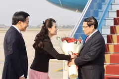 Thủ tướng Phạm Minh Chính về đến Hà Nội kết thúc chuyến tham dự Hội nghị cấp cao kỷ niệm 45 năm ASEAN-EU, thăm chính thức Luxembourg, Hà Lan và Bỉ. (Ảnh: Dương Giang/TTXVN)